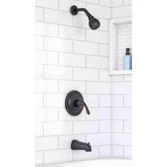 GLACIER BAY BUILDERS SINGLE HANDLE 1-SPRAY TUB AND SHOWER FAUCET 1.8 GPM IN BRON - Picture 1 of 14